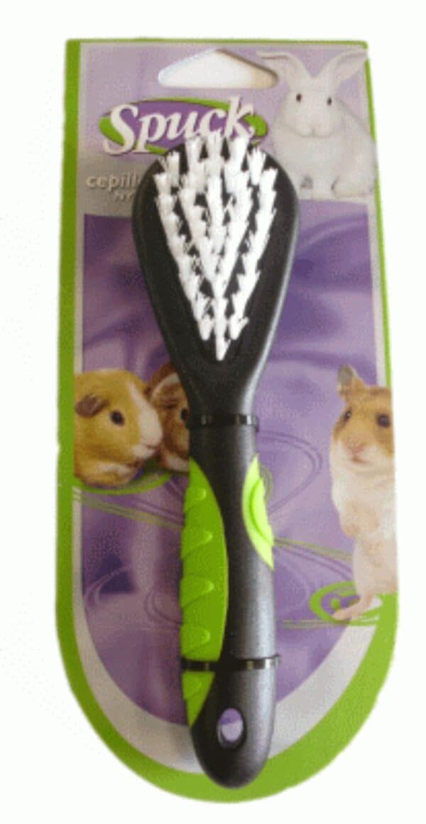 Cepillo para pequeños animales, ideal para conejos y cobayas, con mango ergonómico y cerdas suaves.