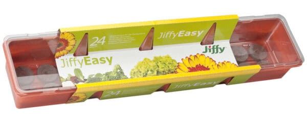 Chocolates JiffyEasy en caja transparente con flores y verduras, ideal para regalar y disfrutar en cualquier ocasión.