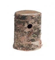 Taller de madera con agujero para animales, decoración rústica para jardín y hogar.