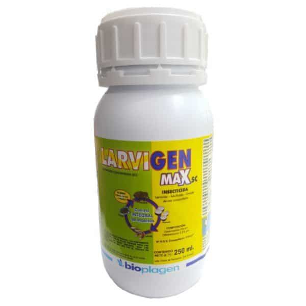 Insecticida larvigen máximo 250 ml para control integral de insectos, ideal para uso doméstico y agrícola.