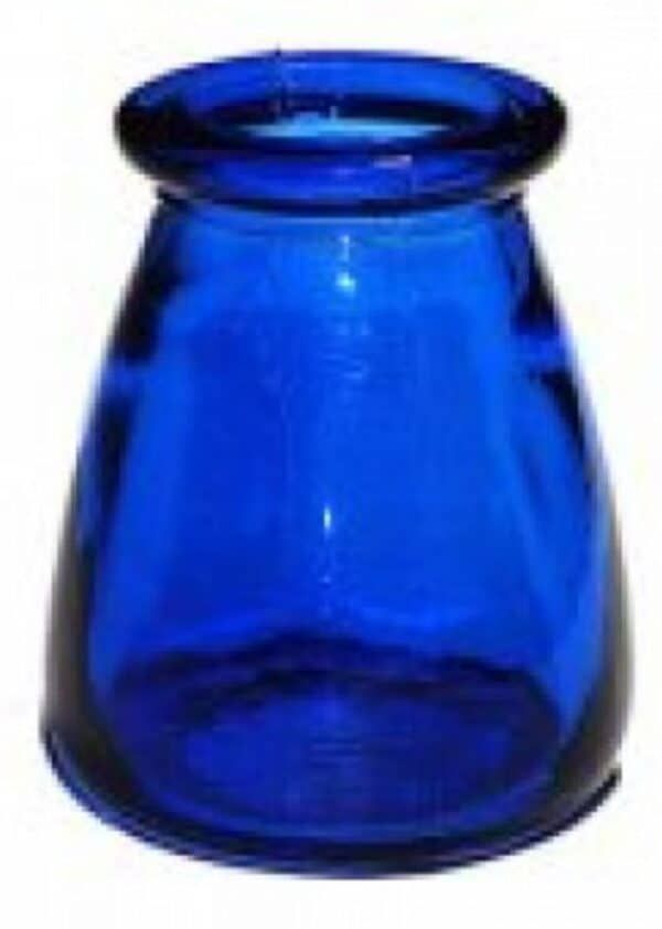 Azul frasco de vidrio colorido para decoraciones y manualidades.