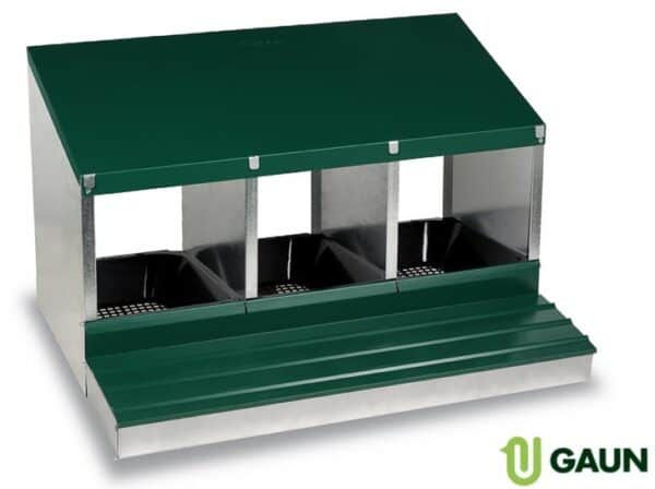 Balcón para mascotas con techo y compartimentos de almacenamiento.