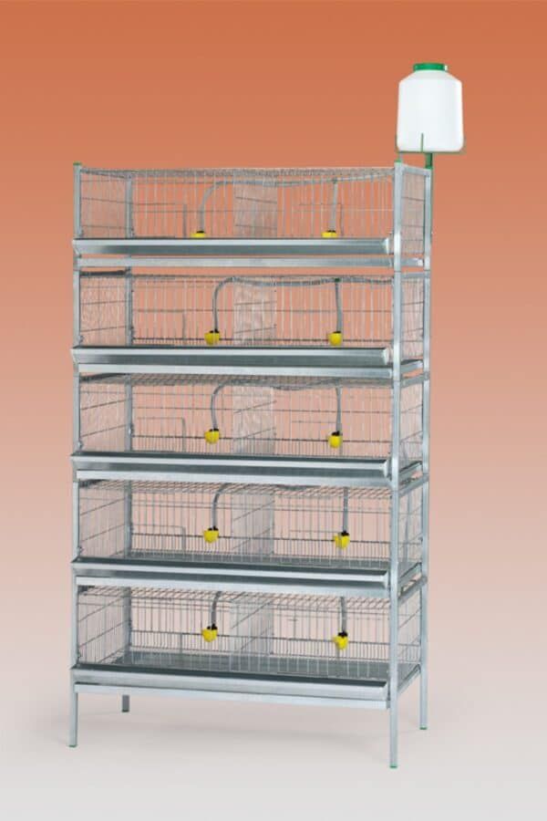 Jaula para aves de metal con comederos y bebederos integrados para mascotas. Ideal para criadores y tiendas de animales.