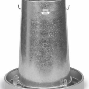 Cubeta de pollo o comedero para aves de metal, resistente y duradero, ideal para alimentar animales.