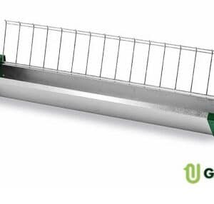 Caterpillar para animales en metal con bordes verdes, ideal para mascotas y decoración.