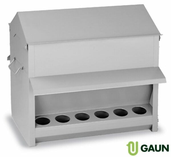 Contenedor metálico para almacenamiento de herramientas o juguetes.