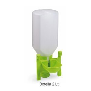 Botella de agua de 2 litros para mascotas con soporte y bebedor plegable, ideal para paseos y viajes.
