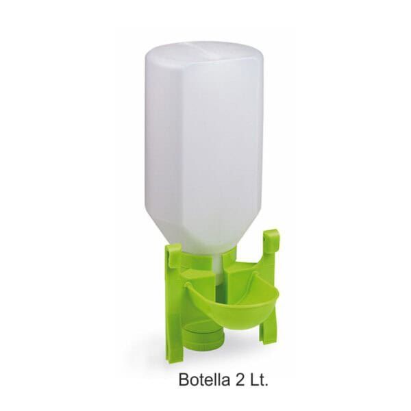 Botella de agua de 2 litros para mascotas con soporte y bebedor plegable, ideal para paseos y viajes.