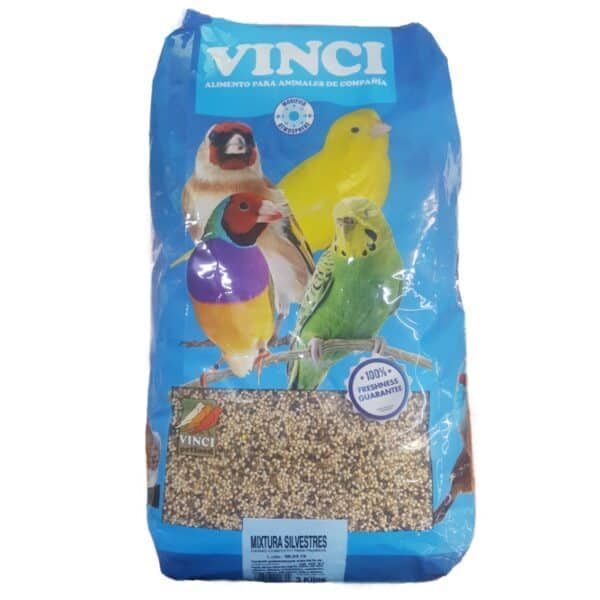 Alimento para aves con mezcla de semillas y frutas para aves de compañía.