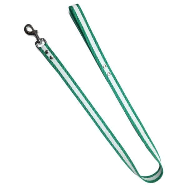 Correa para mascotas de tela con clip y ojales, ajustable y resistente, ideal para perros y gatos.