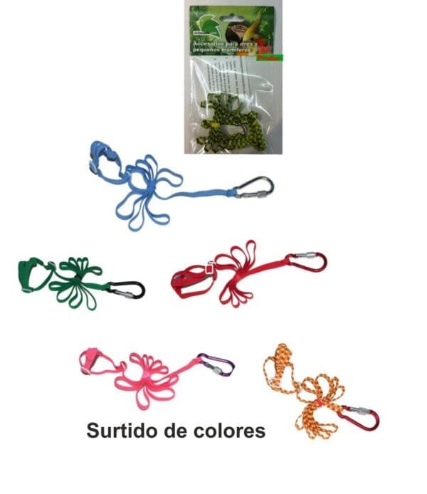 Correa para aves y pequeños mamíferos, variedad de colores y accesorios en TodoMASKOTAS.