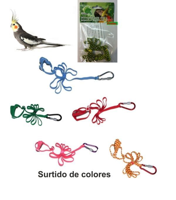 Cuerda para aves y pequeños mamíferos en colores surtidos con clip de seguridad.