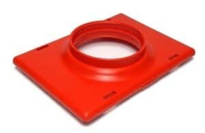 Bandeja red para mascarillas en color rojo, de plástico resistente y duradero.