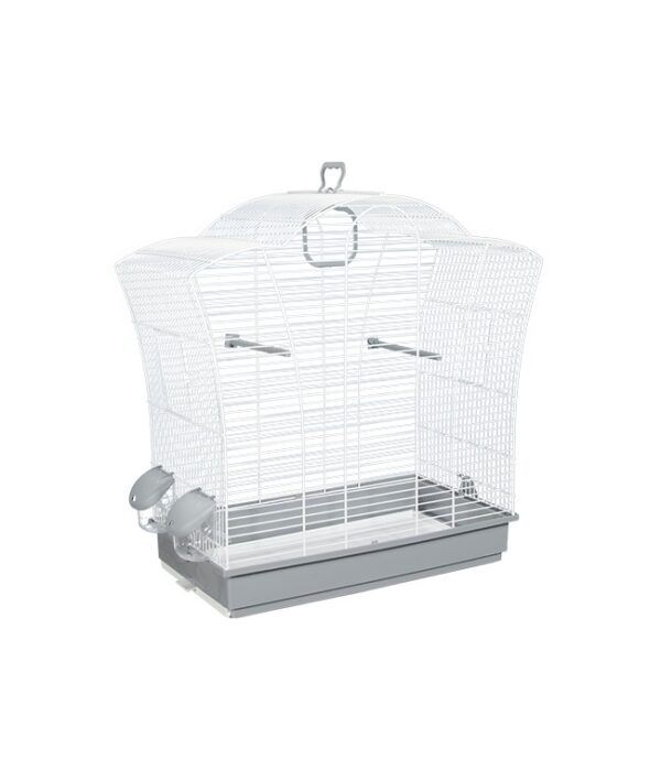 Jaula para aves, jaula metálica blanca con comederos y bandeja extraíble - tienda de mascotas.