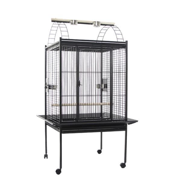 Jaula para aves con rueda y bandeja extraíble para mascotas, ideal para aviarios y mordedores.