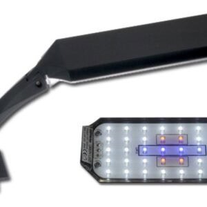 Lámpara LED de lectura para mascotas con brazo ajustable y superficie de luz grande.