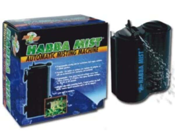 Filtro de agua con branding de "Habrá Mist" y caja de embalaje para tienda online todoMaskotas, productos para acuarios y mascotas.