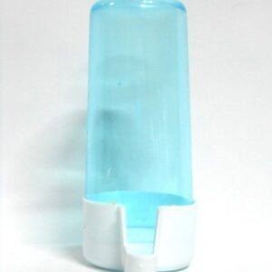 Botella de agua reutilizable con tapa de silicona azul para mascotas.