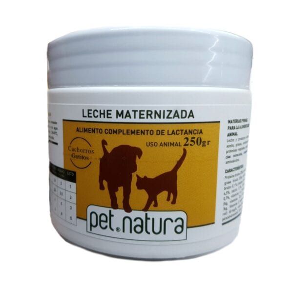 Alimento para cachorros gatos leche maternizada 250gr pet natura.