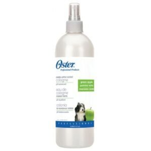 Aster perfume para perros con aroma a manzana verde y colonia equilibrada, en botella de aerosol con spray.