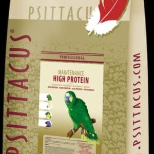 Alto text: Comida para aves psitácidas, alimento profesional y alto contenido en proteínas.
