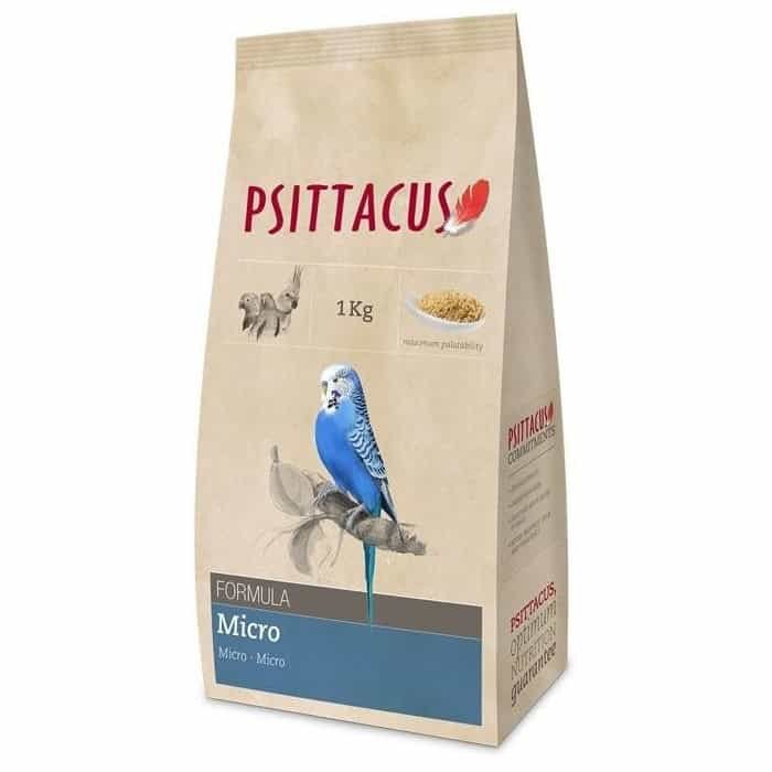 1. Bolsa de pienso para aves Psittacus de 1 kg con fórmula micro.