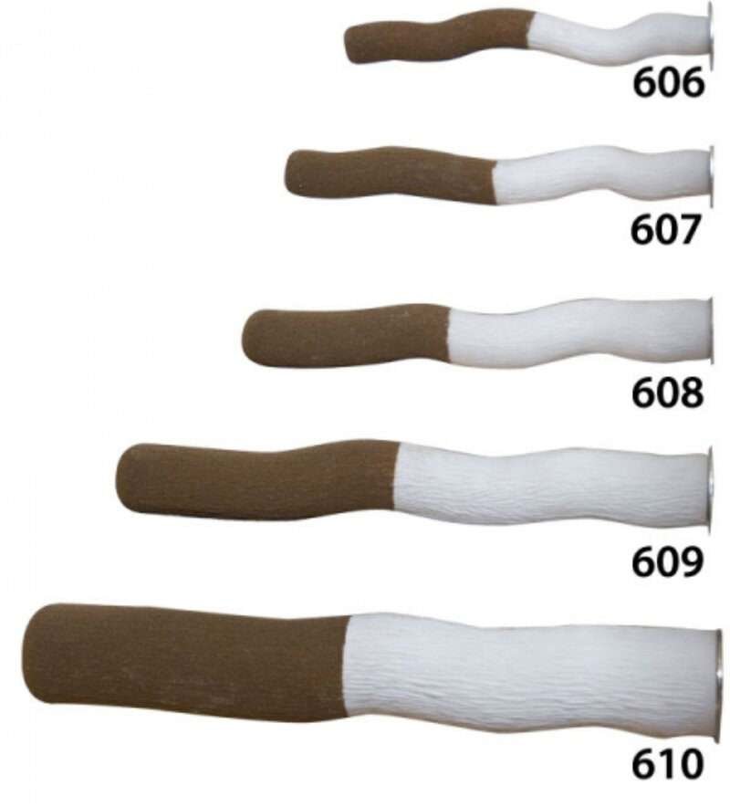 Varillas de madera en diferentes tamaños para pelucas y manualidades, color marrón y blanco.