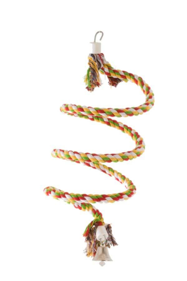 Cuerda de juego para mascotas con cuerda trenzada de colores y campana para perros y gatos.