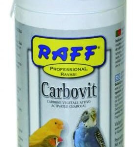 Carbon activado en polvo para aves y mascotas, envase de Rafi. Alternativa natural para la salud de tus animales.