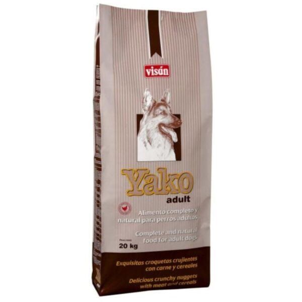 Yalro pienso completo para perros adultos, 20kg, croquetas crujientes con carne y cereales.