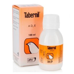 Tabernil A,D,E para aves en frasco de 100ml y caja. Suplemento vitamínico para mascotas y animales. Complemento esencial para la salud de aves.