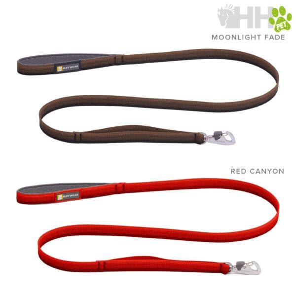 Correa de pet acolchada y ajustable para perros y gatos en colores marrón y rojo.