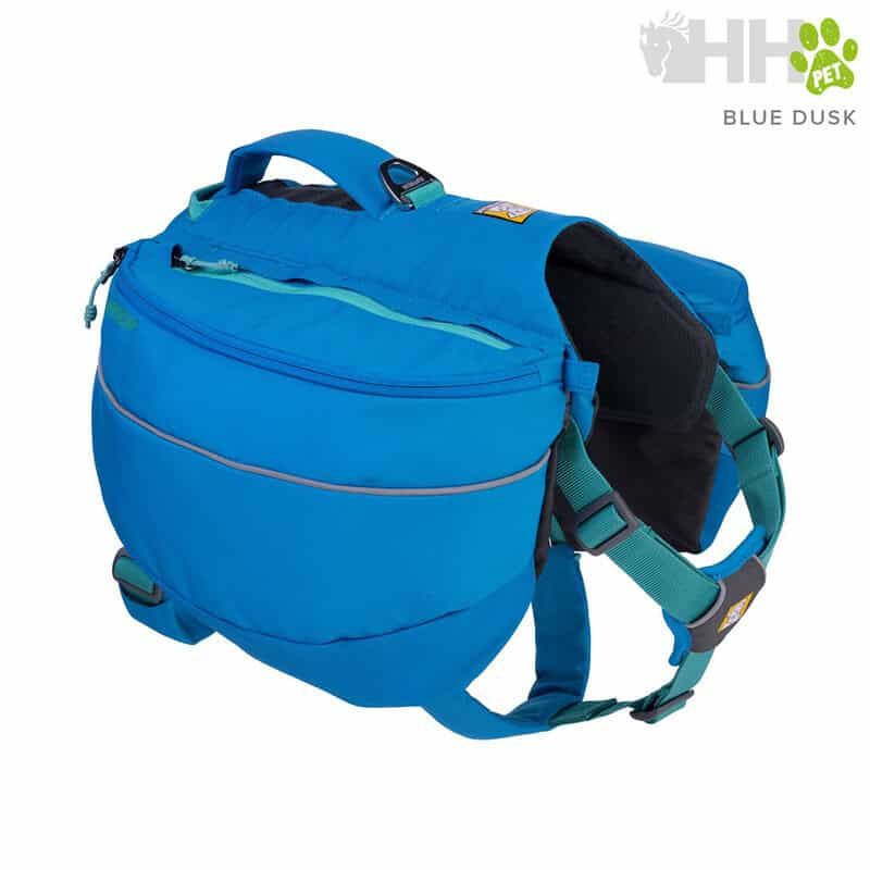 Mochila azul para mascotas, resistente y cómoda, ideal para paseos y viajes.