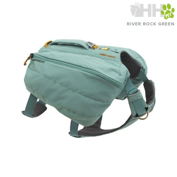 Mochila deportiva River Rock Green para mascotas y aventuras al aire libre.