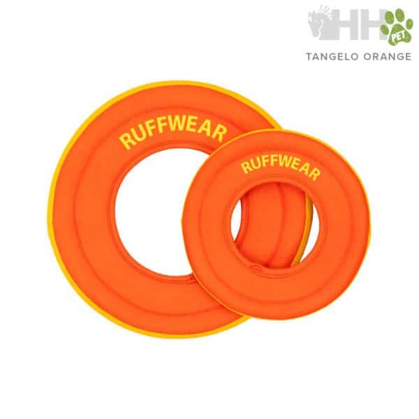 Colchón hinchable para perros de color naranja con borde amarillo, ideal para mascotas y actividades al aire libre.