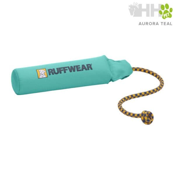 Cuerda de entrenamiento para perros Ruffwear en color aurora teal con asa trenzada.