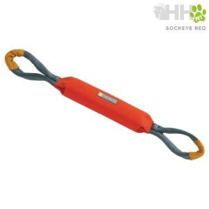 Mordedor para perros con cuerda reforzada, color naranja y gris, ideal para mascotas activas.