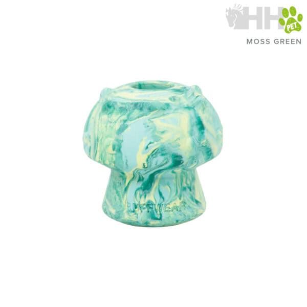 Vaso en forma de seta color moss green, patina de resina para mascotas y decoración.