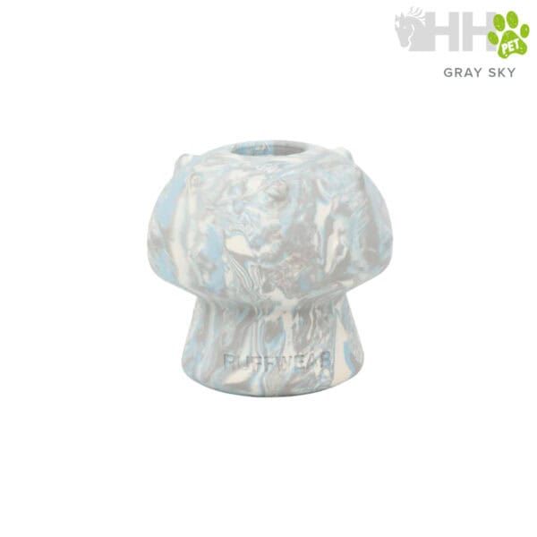 Esfera de cerámica con diseño marbled en tonos gris y blanco para decoración o colección.