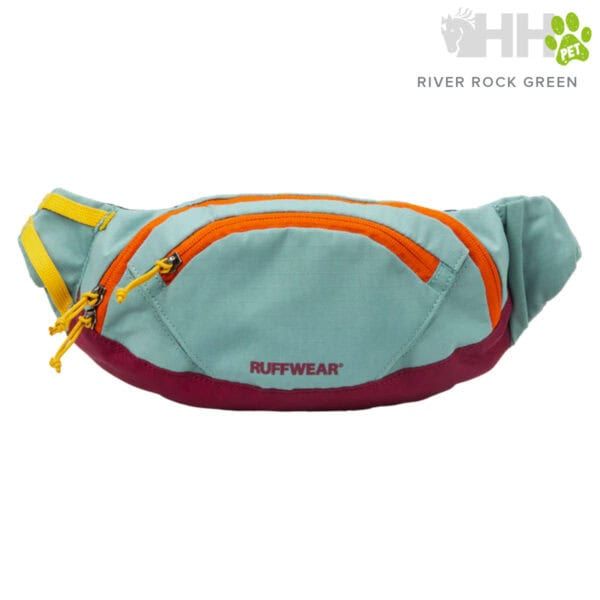 Mochila lumbar para perros Ruffwear River Rock Green, accesorios para mascotas outdoor.