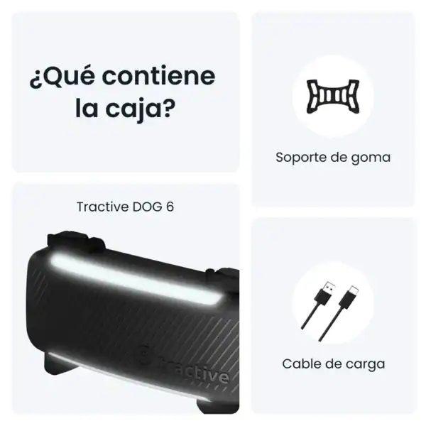 Bandeja de soporte para perro Tractive DOG 6 y cable de carga, tienda online TodoMASKOTAS, accesorios para mascotas.