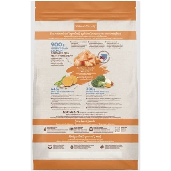 Alimento seco para gatos esterilizados con salmón noruego y verduras. 3kg de comida saludable y nutritiva.