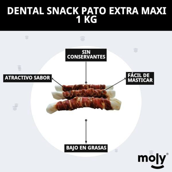 dental snack de pato extra maxi 1 kg | masticación prolongada y cuidado dental para perros grandes