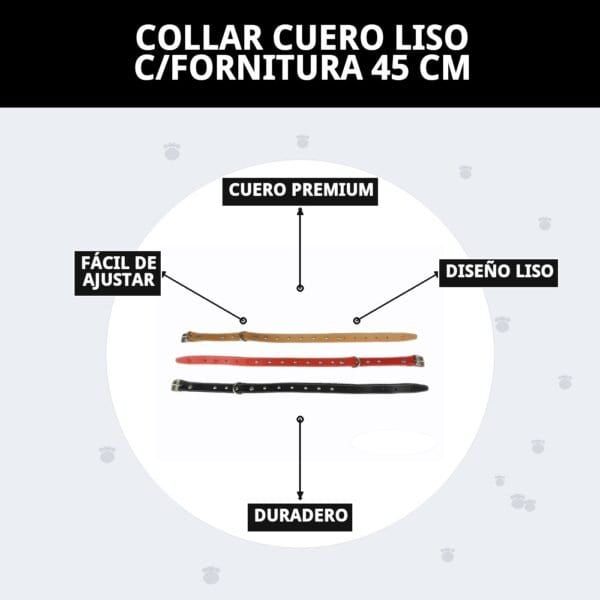 collar cuero liso c/fornitura 45 cm