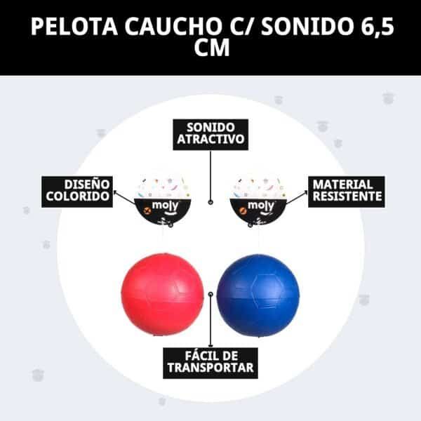 pelota caucho c/ sonido 6,5 cm