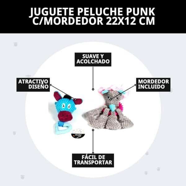 juguete peluche punk c/mordedor 22x12 cm