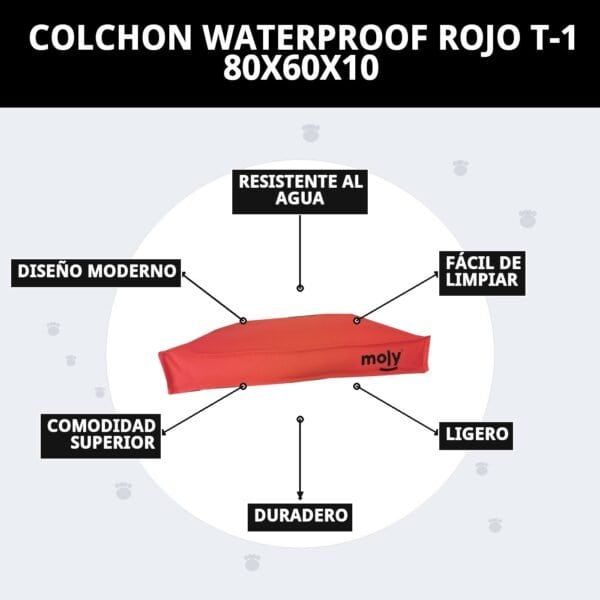 colchon waterproof rojo t 1 80x60x10