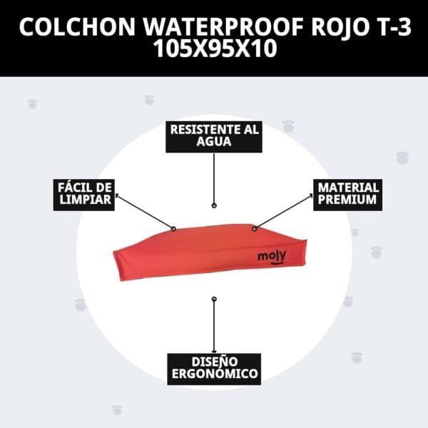 colchon waterproof rojo t 3 105x95x10