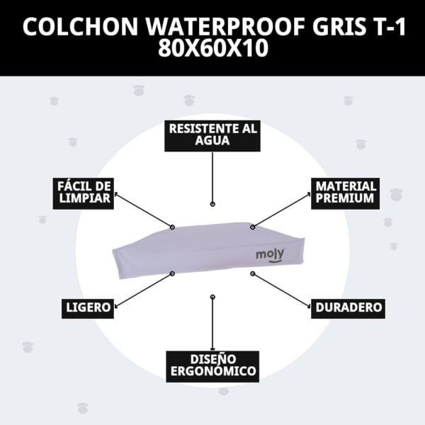 colchon waterproof gris t 1 80x60x10