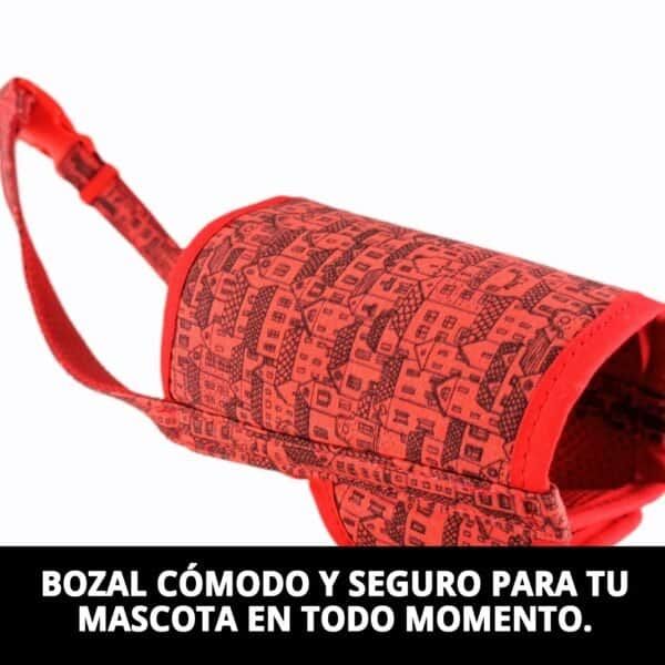 bozal deluxe casitas rojas talla m moly | suave, transpirable y ajustable para perros medianos